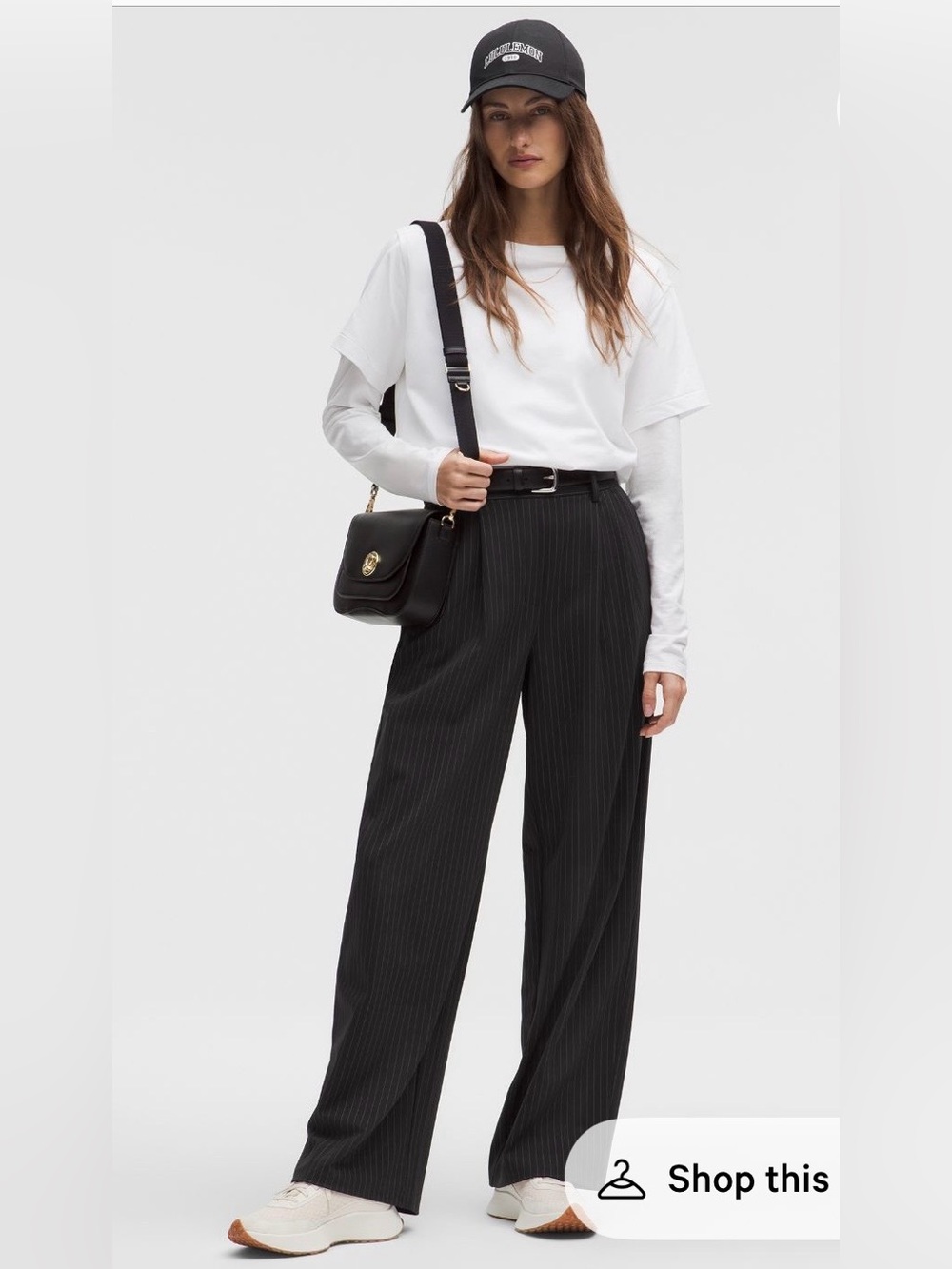 Lululemon Daydrift High-Rise Wide-Leg Trousers in Black Pinstripe Size S